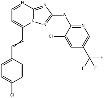 7-(4-CHLOROSTYRYL)-2-([3-CHLORO-5-(TRIFLUOROMETHYL)-2-PYRIDINYL]SULFANYL)-6,7-DIHYDRO[1,2,4]TRIAZOLO[1,5-A]PYRIMIDINE Struktur