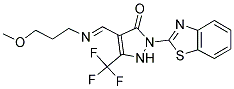 2-(1,3-BENZOTHIAZOL-2-YL)-4-{(E)-[(3-METHOXYPROPYL)IMINO]METHYL}-5-(TRIFLUOROMETHYL)-1,2-DIHYDRO-3H-PYRAZOL-3-ONE Struktur