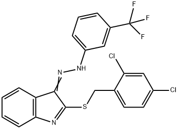 2-[(2,4-DICHLOROBENZYL)SULFANYL]-3H-INDOL-3-ONE N-[3-(TRIFLUOROMETHYL)PHENYL]HYDRAZONE Struktur