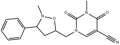 3-METHYL-1-[(2-METHYL-3-PHENYLTETRAHYDRO-5-ISOXAZOLYL)METHYL]-2,4-DIOXO-1,2,3,4-TETRAHYDRO-5-PYRIMIDINECARBONITRILE Struktur