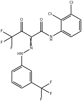 N-(2,3-DICHLOROPHENYL)-4,4,4-TRIFLUORO-3-OXO-2-((Z)-2-[3-(TRIFLUOROMETHYL)PHENYL]HYDRAZONO)BUTANAMIDE Struktur