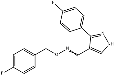 3-(4-FLUOROPHENYL)-1H-PYRAZOLE-4-CARBALDEHYDE O-(4-FLUOROBENZYL)OXIME Struktur