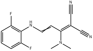 2-[3-(2,6-DIFLUOROANILINO)-1-(DIMETHYLAMINO)-2-PROPENYLIDENE]MALONONITRILE Struktur