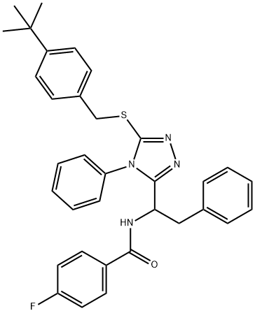 N-[1-(5-([4-(TERT-BUTYL)BENZYL]SULFANYL)-4-PHENYL-4H-1,2,4-TRIAZOL-3-YL)-2-PHENYLETHYL]-4-FLUOROBENZENECARBOXAMIDE Struktur