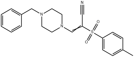 2-((4-METHYLPHENYL)SULFONYL)-3-(4-BENZYLPIPERAZINYL)PROP-2-ENENITRILE Struktur