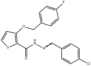 N'-[(E)-(4-CHLOROPHENYL)METHYLIDENE]-3-[(4-FLUOROBENZYL)OXY]-2-THIOPHENECARBOHYDRAZIDE Struktur