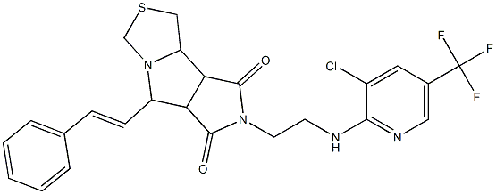 7-(2-([3-CHLORO-5-(TRIFLUOROMETHYL)-2-PYRIDINYL]AMINO)ETHYL)-5-[(E)-2-PHENYLETHENYL]TETRAHYDROPYRROLO[3',4':3,4]PYRROLO[1,2-C][1,3]THIAZOLE-6,8(1H,7H)-DIONE Struktur