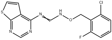 N'-[(2-CHLORO-6-FLUOROBENZYL)OXY]-N-THIENO[2,3-D]PYRIMIDIN-4-YLIMINOFORMAMIDE Struktur