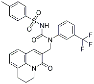 N-[(2,3-DIHYDRO-5-OXO-(1H,5H)-BENZO[IJ]QUINOLIZIN-6-YL)METHYL]-N-[3-(TRIFLUOROMETHYL)PHENYL]-N'-(4-METHYLBENZENESULPHONYL)UREA Struktur