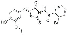 2-BROMO-N-[(5Z)-5-(3-ETHOXY-4-HYDROXYBENZYLIDENE)-4-OXO-2-THIOXO-1,3-THIAZOLIDIN-3-YL]BENZAMIDE Struktur