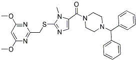 1-[[2-((4,6-DIMETHOXYPYRIMIDIN-2-YL)METHYLTHIO)-1-METHYLIMIDAZO-5-YL]CARBONYL]-4-(DIPHENYLMETHYL)PIPERAZINE Struktur