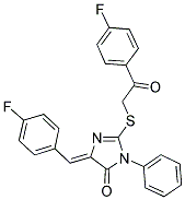 (5Z)-5-(4-FLUOROBENZYLIDENE)-2-{[2-(4-FLUOROPHENYL)-2-OXOETHYL]THIO}-3-PHENYL-3,5-DIHYDRO-4H-IMIDAZOL-4-ONE Struktur