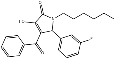 4-BENZOYL-5-(3-FLUOROPHENYL)-1-HEXYL-3-HYDROXY-1H-PYRROL-2(5H)-ONE Struktur