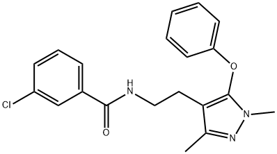 3-CHLORO-N-[2-(1,3-DIMETHYL-5-PHENOXY-1H-PYRAZOL-4-YL)ETHYL]BENZENECARBOXAMIDE Struktur