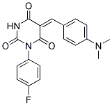 (5Z)-5-[4-(DIMETHYLAMINO)BENZYLIDENE]-1-(4-FLUOROPHENYL)PYRIMIDINE-2,4,6(1H,3H,5H)-TRIONE Struktur