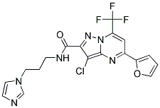 3-CHLORO-5-(2-FURYL)-N-[3-(1H-IMIDAZOL-1-YL)PROPYL]-7-(TRIFLUOROMETHYL)PYRAZOLO[1,5-A]PYRIMIDINE-2-CARBOXAMIDE Struktur