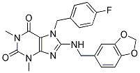 8-(BENZO[D][1,3]DIOXOL-5-YLMETHYLAMINO)-7-(4-FLUOROBENZYL)-1,3-DIMETHYL-1H-PURINE-2,6(3H,7H)-DIONE Struktur