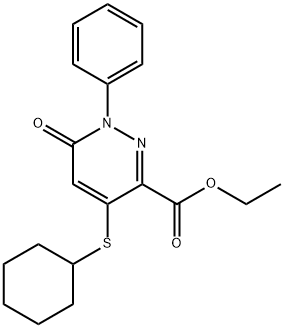 ETHYL 4-(CYCLOHEXYLSULFANYL)-6-OXO-1-PHENYL-1,6-DIHYDRO-3-PYRIDAZINECARBOXYLATE Struktur