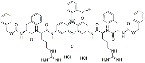 RHODAMINE 110, BIS-(CBZ-L-PHENYLALANYL-L-ARGININE AMIDE), DIHYDROCHLORIDE