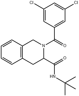 N-(TERT-BUTYL)-2-(3,5-DICHLOROBENZOYL)-1,2,3,4-TETRAHYDRO-3-ISOQUINOLINECARBOXAMIDE Struktur