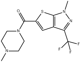 (4-METHYLPIPERAZINO)[1-METHYL-3-(TRIFLUOROMETHYL)-1H-THIENO[2,3-C]PYRAZOL-5-YL]METHANONE Struktur