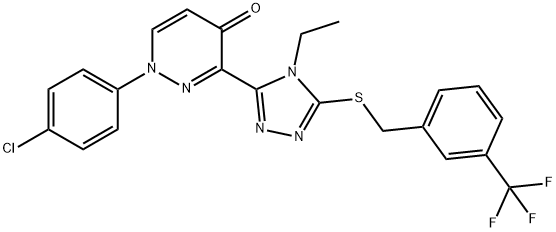 1-(4-CHLOROPHENYL)-3-(4-ETHYL-5-([3-(TRIFLUOROMETHYL)BENZYL]SULFANYL)-4H-1,2,4-TRIAZOL-3-YL)-4(1H)-PYRIDAZINONE Struktur