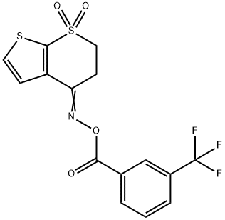 4-(([3-(TRIFLUOROMETHYL)BENZOYL]OXY)IMINO)-3,4-DIHYDRO-1LAMBDA6-THIENO[2,3-B]THIOPYRAN-1,1(2H)-DIONE Struktur