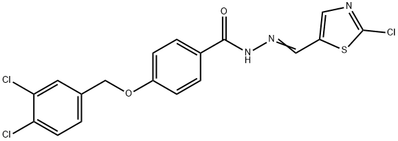 N'-[(E)-(2-CHLORO-1,3-THIAZOL-5-YL)METHYLIDENE]-4-[(3,4-DICHLOROBENZYL)OXY]BENZENECARBOHYDRAZIDE Struktur