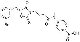 4-((4-[(5Z)-5-(3-BROMOBENZYLIDENE)-4-OXO-2-THIOXO-1,3-THIAZOLIDIN-3-YL]BUTANOYL)AMINO)BENZOIC ACID Struktur