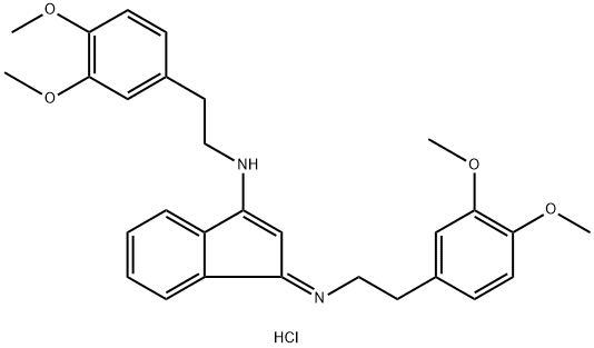 (1-(1-AZA-3-(3,4-DIMETHOXYPHENYL)PROPYLIDENE)INDEN-3-YL)(2-(3,4-DIMETHOXYPHENYL)ETHYL)AMINE, HYDROCHLORIDE Struktur