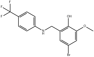 4-BROMO-2-METHOXY-6-([4-(TRIFLUOROMETHYL)ANILINO]METHYL)BENZENOL Struktur