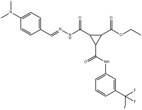 ETHYL 2-[(2-([4-(DIMETHYLAMINO)PHENYL]METHYLENE)HYDRAZINO)CARBONYL]-3-([3-(TRIFLUOROMETHYL)ANILINO]CARBONYL)CYCLOPROPANECARBOXYLATE Struktur