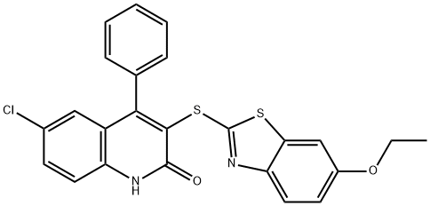 6-CHLORO-3-[(6-ETHOXY-1,3-BENZOTHIAZOL-2-YL)THIO]-4-PHENYLQUINOLIN-2(1H)-ONE Struktur