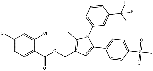 (2-METHYL-5-[4-(METHYLSULFONYL)PHENYL]-1-[3-(TRIFLUOROMETHYL)PHENYL]-1H-PYRROL-3-YL)METHYL 2,4-DICHLOROBENZENECARBOXYLATE Struktur