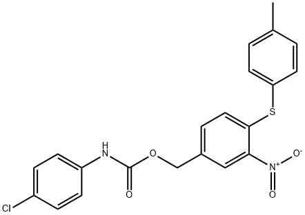 4-[(4-METHYLPHENYL)SULFANYL]-3-NITROBENZYL N-(4-CHLOROPHENYL)CARBAMATE Struktur