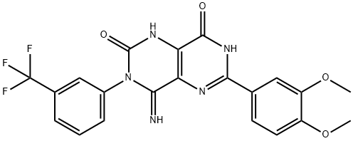 6-(3,4-DIMETHOXYPHENYL)-4-IMINO-3-(3-(TRIFLUOROMETHYL)PHENYL)-1,3,7-TRIHYDRO-5,7-DIAZAQUINAZOLINE-2,8-DIONE Struktur