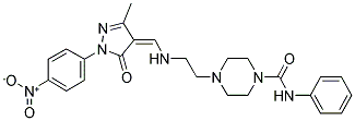 (Z)-4-(2-((3-METHYL-1-(4-NITROPHENYL)-5-OXO-1H-PYRAZOL-4(5H)-YLIDENE)METHYLAMINO)ETHYL)-N-PHENYLPIPERAZINE-1-CARBOXAMIDE Structure