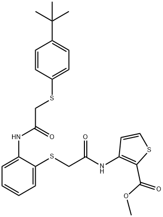 METHYL 3-([2-((2-[(2-([4-(TERT-BUTYL)PHENYL]SULFANYL)ACETYL)AMINO]PHENYL)SULFANYL)ACETYL]AMINO)-2-THIOPHENECARBOXYLATE Struktur