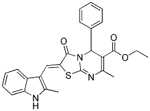 (Z)-ETHYL 7-METHYL-2-((2-METHYL-1H-INDOL-3-YL)METHYLENE)-3-OXO-5-PHENYL-3,5-DIHYDRO-2H-THIAZOLO[3,2-A]PYRIMIDINE-6-CARBOXYLATE Struktur