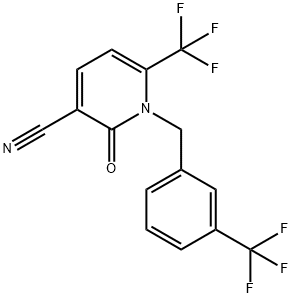 2-OXO-6-(TRIFLUOROMETHYL)-1-[3-(TRIFLUOROMETHYL)BENZYL]-1,2-DIHYDRO-3-PYRIDINECARBONITRILE Struktur