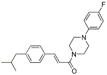 1-[4-(4-FLUOROPHENYL)PIPERAZINO]-3-(4-ISOBUTYLPHENYL)-2-PROPEN-1-ONE Struktur