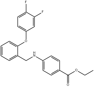 ETHYL 4-([2-(3,4-DIFLUOROPHENOXY)BENZYL]AMINO)BENZENECARBOXYLATE Struktur