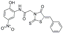 2-[(5Z)-5-BENZYLIDENE-4-OXO-2-THIOXO-1,3-THIAZOLIDIN-3-YL]-N-(2-HYDROXY-5-NITROPHENYL)ACETAMIDE Struktur