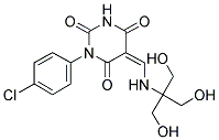 (5Z)-1-(4-CHLOROPHENYL)-5-({[2-HYDROXY-1,1-BIS(HYDROXYMETHYL)ETHYL]AMINO}METHYLENE)PYRIMIDINE-2,4,6(1H,3H,5H)-TRIONE Struktur