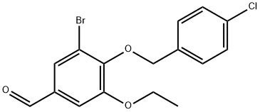 3-BROMO-4-[(4-CHLOROBENZYL)OXY]-5-ETHOXYBENZALDEHYDE Struktur