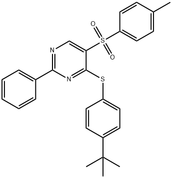 4-([4-(TERT-BUTYL)PHENYL]SULFANYL)-2-PHENYL-5-PYRIMIDINYL 4-METHYLPHENYL SULFONE Struktur