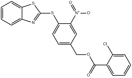 4-(1,3-BENZOTHIAZOL-2-YLSULFANYL)-3-NITROBENZYL 2-CHLOROBENZENECARBOXYLATE Struktur