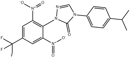 2-[2,6-DINITRO-4-(TRIFLUOROMETHYL)PHENYL]-4-(4-ISOPROPYLPHENYL)-2,4-DIHYDRO-3H-1,2,4-TRIAZOL-3-ONE Struktur