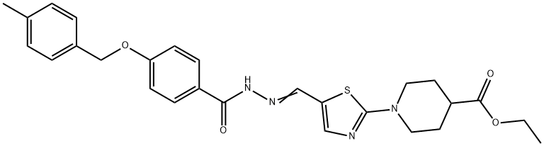 ETHYL 1-(5-[((E)-2-(4-[(4-METHYLBENZYL)OXY]BENZOYL)HYDRAZONO)METHYL]-1,3-THIAZOL-2-YL)-4-PIPERIDINECARBOXYLATE Struktur