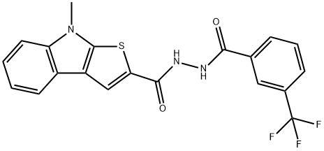 8-METHYL-N'-[3-(TRIFLUOROMETHYL)BENZOYL]-8H-THIENO[2,3-B]INDOLE-2-CARBOHYDRAZIDE Struktur